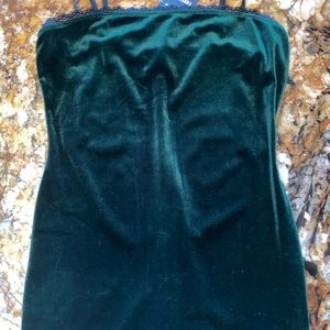 Emerald green knit velvet dress